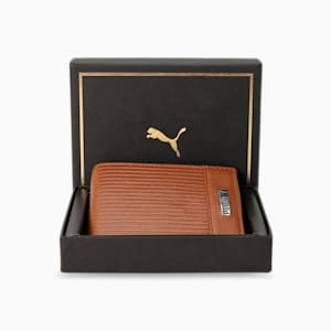 Leather Embossed Bi-Fold Wallet, Tan, extralarge-IND
