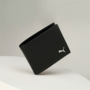 Leather Plain Bi-Fold Wallet, PUMA Black, extralarge-IND
