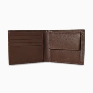 PUMA Leather Plain Unisex Bi-Fold Wallet, Brown Mushroom, extralarge-IND