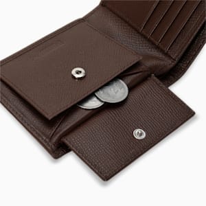 PUMA Leather Plain Unisex Bi-Fold Wallet, Brown Mushroom, extralarge-IND