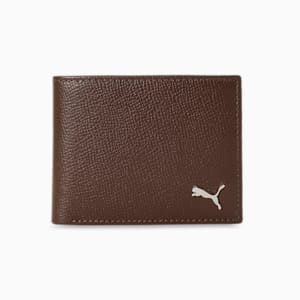 PUMA Leather Plain Unisex Bi-Fold Wallet, Brown Mushroom, extralarge-IND