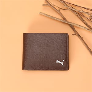 PUMA Leather Plain Unisex Bi-Fold Wallet, Brown Mushroom, extralarge-IND