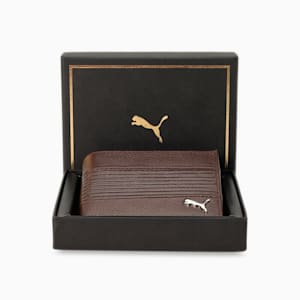 PUMA Leather Cruise V2 Unisex Bi-Fold Wallet, Espresso Brown, extralarge-IND