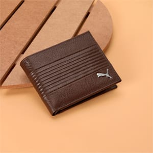 PUMA Leather Cruise V2 Unisex Bi-Fold Wallet, Espresso Brown, extralarge-IND