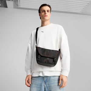 BMW M Motorsport Small Messenger Bag, PUMA Black-AOP, extralarge