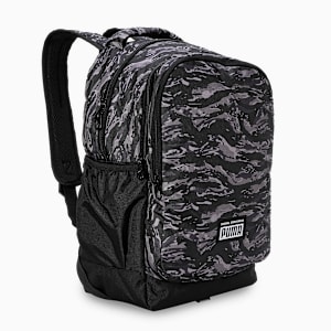 PUMA Academy Spacious Everyday Backpack 25L, PUMA Black-Camo AOP, extralarge-IND