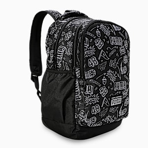 PUMA Academy Spacious Everyday Backpack 25L, PUMA Black-B&W Graphic AOP, extralarge-IND