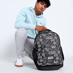 PUMA Academy Unisex Backpack, PUMA Black-B&W Graphic AOP, extralarge-IND