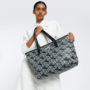 PUMA Monogram Women's Shopper Bag, PUMA Black-AOP, extralarge-IND