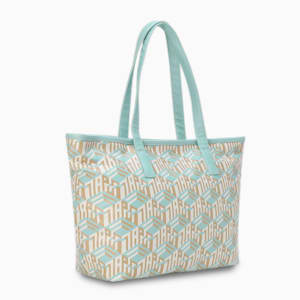 PUMA Monogram Women's Shopper Bag, Turquoise Surf-AOP, extralarge-IND