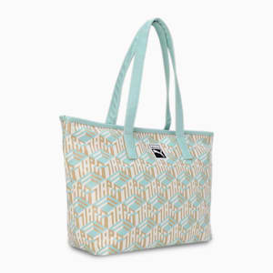 PUMA Monogram Women's Shopper Bag, Turquoise Surf-AOP, extralarge-IND