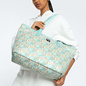 PUMA Monogram Women's Shopper Bag, Turquoise Surf-AOP, extralarge-IND