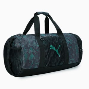 PUMA Printed Unisex Duffle Bag, PUMA Black-Hero Blue, extralarge-IND