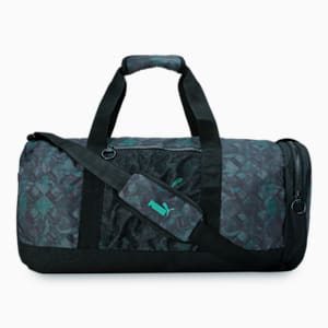 PUMA Printed Unisex Duffle Bag, PUMA Black-Hero Blue, extralarge-IND