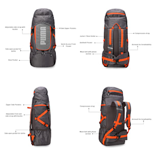 PUMA Trailtrekker Unisex Rucksack, Flat Mid Gray-Rickie Orange, extralarge-IND