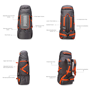 Trailtrekker Rucksack, Flat Mid Gray-Rickie Orange, extralarge-IND