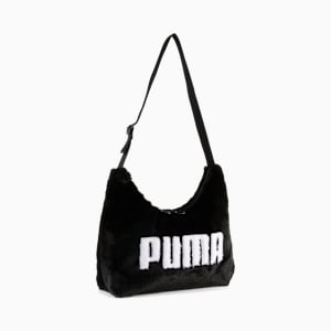 UP Faux Fur Slouchy Hobo Bag Youth, PUMA Black, extralarge