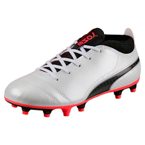 ONE 17.4 FG Kids' Football Boots, White-Black-Coral