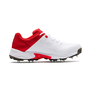 PUMA Spike 19.1  Cricket Shoes, Puma White-Puma Black-High Risk Red
