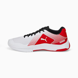 Varion Indoor Sports Shoes, Puma White-Puma Black-High Risk Red