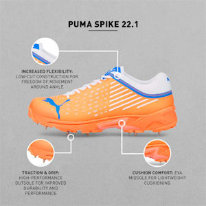 PUMA Spike 22.1  Cricket Shoes, Neon Citrus-Bluemazing-Puma White