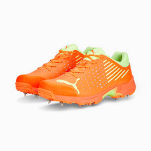 PUMA Spike 22.1 Unisex Cricket Shoes, Ultra Orange-Fast Yellow-PUMA White, extralarge-IND