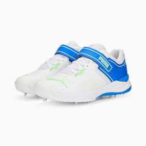 PUMA Bowling 22.1 Unisex Cricket Shoes, Puma White-Elektro Green-Bluemazing, extralarge-IND