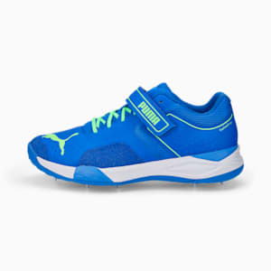 PUMA Bowling 22.1 Unisex Cricket Shoes, Bluemazing-Elektro Green-Puma White, extralarge-IND