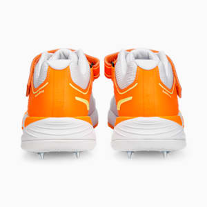 PUMA Bowling 22.1 Unisex Cricket Shoes, PUMA White-Ultra Orange-Fast Yellow, extralarge-IND