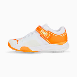 PUMA Bowling 22.1 Unisex Cricket Shoes, PUMA White-Ultra Orange-Fast Yellow, extralarge-IND