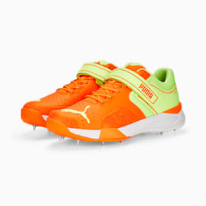 PUMA Bowling 22.1 Unisex Cricket Shoes, Ultra Orange-Fast Yellow-PUMA White, extralarge-IND