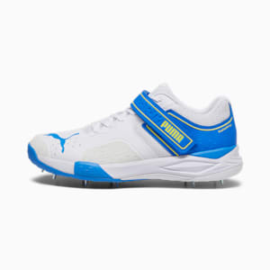 PUMA Bowling 22.1 Unisex Cricket Shoes, PUMA White-Ultra Blue-Yellow Blaze, extralarge-IND