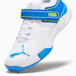 PUMA Bowling 22.1 Unisex Cricket Shoes, PUMA White-Ultra Blue-Yellow Blaze, extralarge-IND