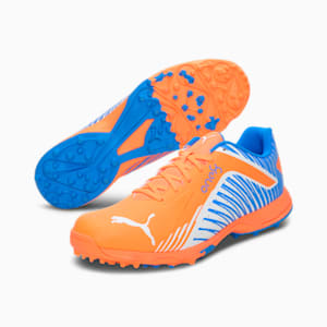 PUMA 22 FH Rubber Unisex Cricket Shoes, Neon Citrus-Puma White-Bluemazing