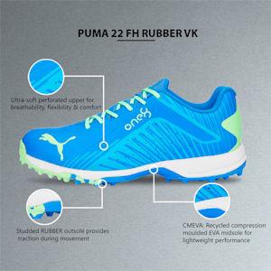 PUMA x one8 22 FH Rubber Unisex Cricket Shoes, Bluemazing-Elektro Green-Puma White, extralarge-IND