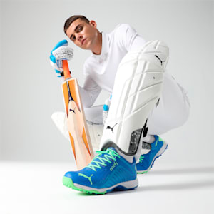 PUMA x one8 22 FH Rubber Unisex Cricket Shoes, Bluemazing-Elektro Green-Puma White, extralarge-IND