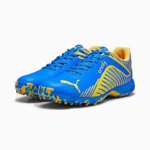 PUMA x one8 22 FH Rubber Unisex Cricket Shoes, Ultra Blue-Yellow Blaze-PUMA White, extralarge-IND