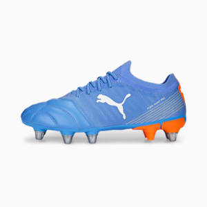 Avant Pro Men's Rugby Boots, Blue Glimmer-PUMA White-Ultra Orange