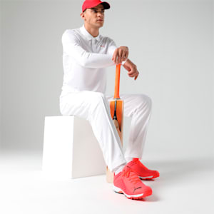 PUMA 22 FH Rubber Unisex Cricket Shoes, Fiery Coral-Puma Black-Poppy Red, extralarge-IND