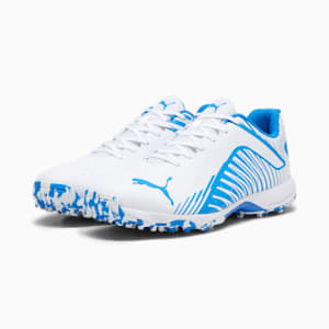 PUMA 22 FH Rubber Unisex Cricket Shoes, PUMA White-Ultra Blue, extralarge-IND