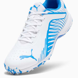 PUMA 22 FH Rubber Unisex Cricket Shoes, PUMA White-Ultra Blue, extralarge-IND