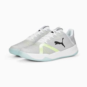 Accelerate Turbo Nitro II Handball Shoes, Puma White-Puma Black-Fizzy Light-Nitro Blue, extralarge-GBR
