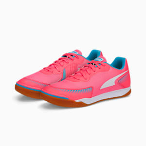 メンズ プーマ プレッシング III IT サッカー トレーニング シューズ, Sunset Glow-Puma White-Bleu Azur-Gum
