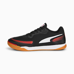 Pressing III Unisex Indoor Court Shoes, PUMA Black-PUMA Red-Gum, extralarge-IND