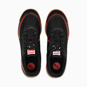 Pressing III Unisex Indoor Turf Football Shoes, PUMA Black-PUMA Red-Gum