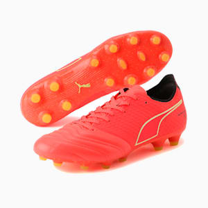 メンズ プーマ キングミライ HG/AG サッカー スパイク, Fiery Coral-Fizzy Light-PUMA Black