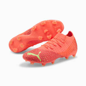 FUTURE 3.4 FG/AG Men's Soccer Cleats, Fiery Coral-Fizzy Light-Puma Black-Salmon