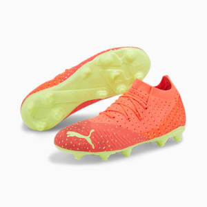 Botines de fútbol FUTURE 3.4 FG/AG para niños grandes, Fiery Coral-Fizzy Light-Puma Black-Salmon