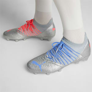 FUTURE 1.4 NJR Rare FG/AG Football Boots Men, PUMA Silver-Platinum Gray-Sunset Glow-Elektro Purple