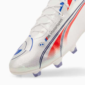 BMW M Motorsport ULTRA SL FG Soccer Cleats, Puma White-Fiery Red-Strong Blue